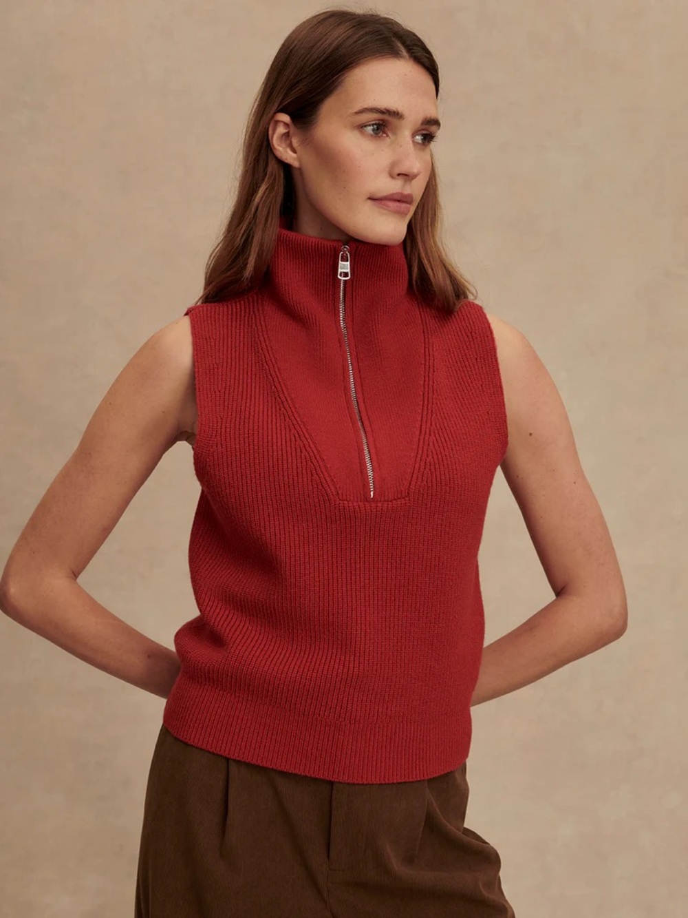 Varley Amina Half-Zip Sleeveless Sweater Small